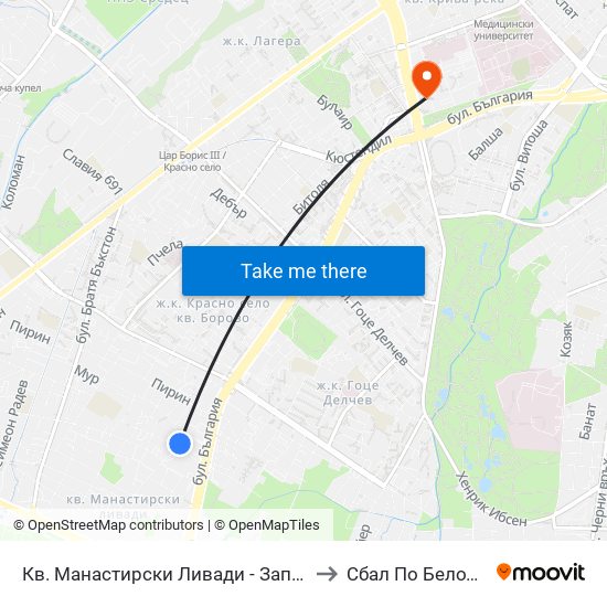 Кв. Манастирски Ливади - Запад / Manastirski Livadi - West Qr. (0582) to Сбал По Белодробна Туберкулоза map
