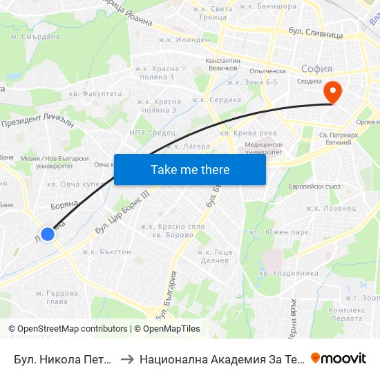 Бул. Никола Петков / Nikola Petkov Blvd. (0350) to Национална Академия За Театрално И Филмово Изкуство Кръстьо Сарафов map