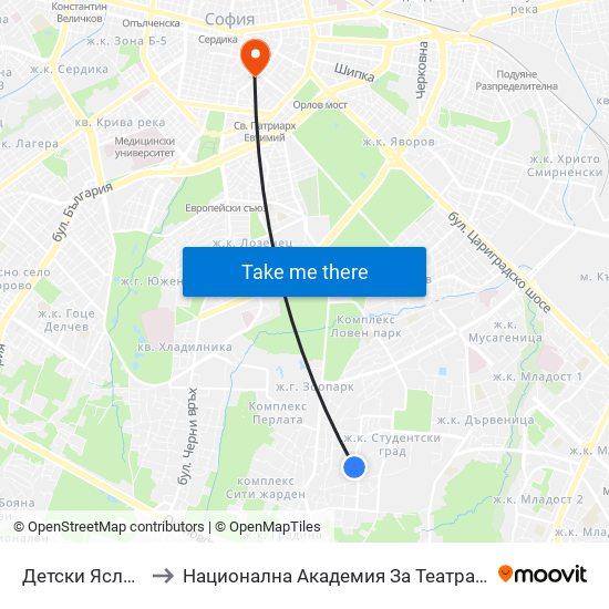 Детски Ясли / Nurseries (0533) to Национална Академия За Театрално И Филмово Изкуство Кръстьо Сарафов map