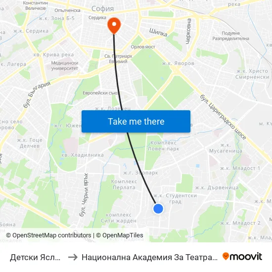 Детски Ясли / Nurseries (0533) to Национална Академия За Театрално И Филмово Изкуство Кръстьо Сарафов map