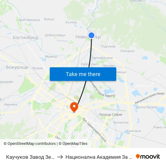 Каучуков Завод Зебра / Zebra Caouchouc Factory (0798) to Национална Академия За Театрално И Филмово Изкуство Кръстьо Сарафов map