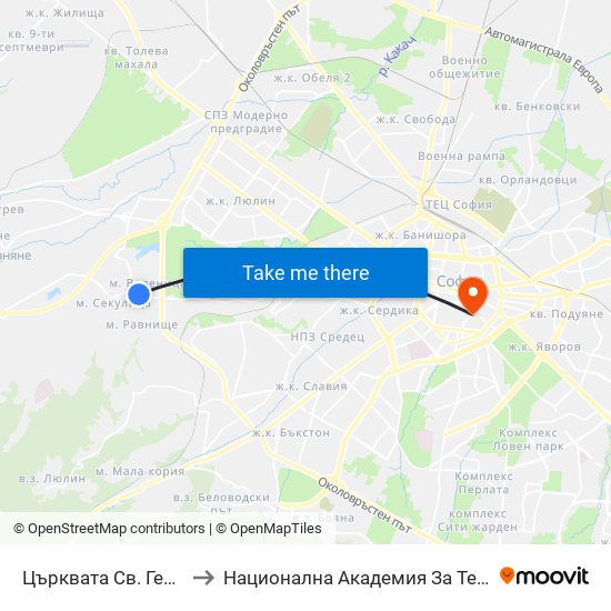 Църквата Св. Георги / St. George Church (2370) to Национална Академия За Театрално И Филмово Изкуство Кръстьо Сарафов map