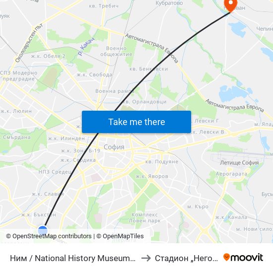 Ним / National History Museum (1464) to Стадион „Негован“ map