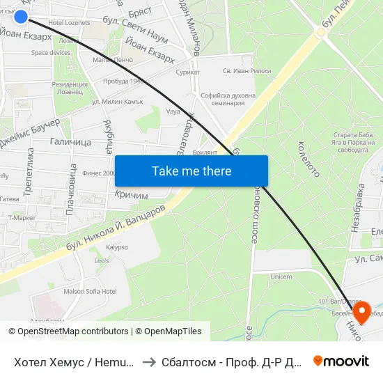 Ⓜ️ Хотел Хемус / Hemus Hotel (2329) to Сбалтосм - Проф. Д-Р Димитър Шойлев map