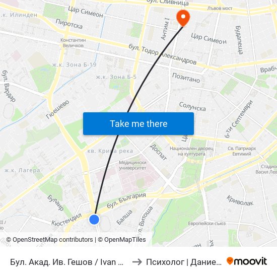 Бул. Акад. Ив. Гешов / Ivan Geshov Blvd. (0270) to Психолог | Даниела Кръстева map
