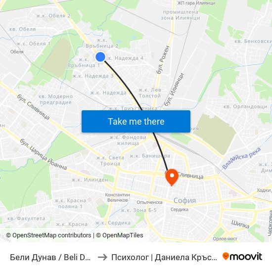 Бели Дунав / Beli Dunav to Психолог | Даниела Кръстева map
