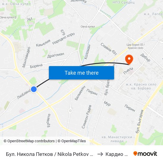 Бул. Никола Петков / Nikola Petkov Blvd. (0350) to Кардио Шанс map