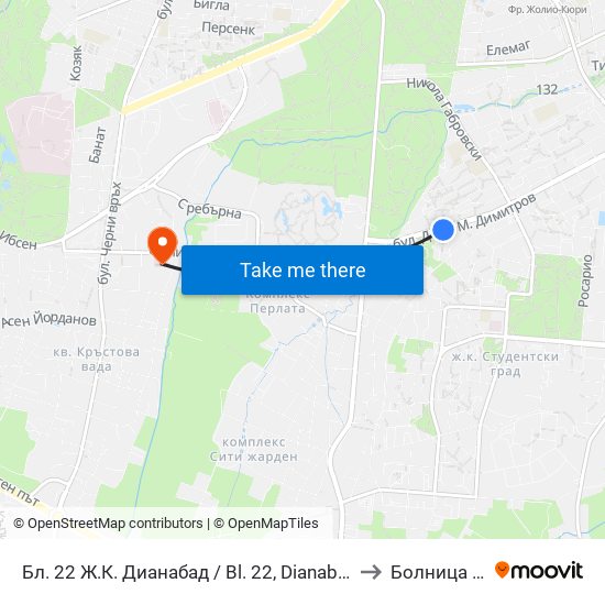 Бл. 22 Ж.К. Дианабад / Bl. 22, Dianabad Qr. (0124) to Болница Вита map