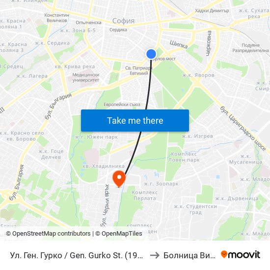 Ул. Ген. Гурко / Gen. Gurko St. (1903) to Болница Вита map