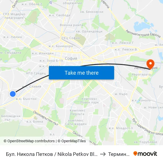 Бул. Никола Петков / Nikola Petkov Blvd. (0347) to Терминал 2 map