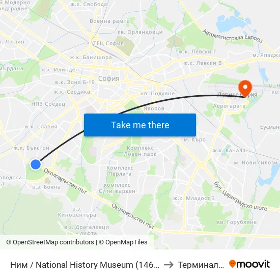 🎨 Ним / National History Museum (1464) to Терминал 2 map