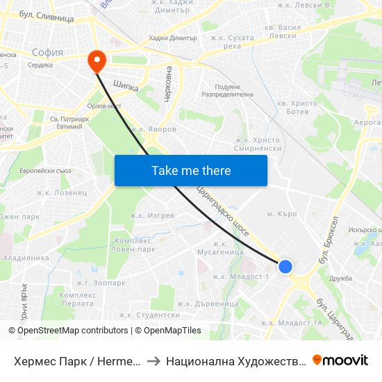 Хермес Парк / Hermes Park (2593) to Национална Художествена Академия map