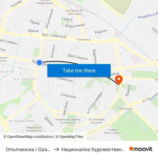 Опълченска / Opalchenska to Национална Художествена Академия map