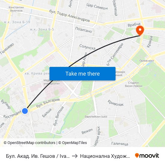 Бул. Акад. Ив. Гешов / Ivan Geshov Blvd. (0275) to Национална Художествена Академия map