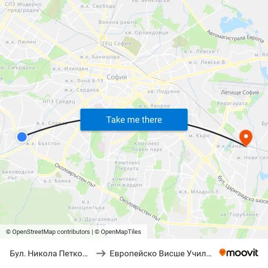 Бул. Никола Петков / Nikola Petkov Blvd. (0350) to Европейско Висше Училище По Икономика И Мениджмънт map