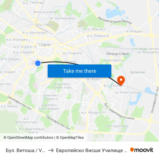 Бул. Витоша / Vitosha Blvd. (0302) to Европейско Висше Училище По Икономика И Мениджмънт map
