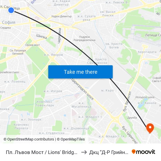 Пл. Лъвов Мост / Lions' Bridge (1276) to Дкц “Д-Р Грийнберг” map