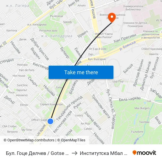 Бул. Гоце Делчев / Gotse Delchev Blvd. (0314) to Институтска Мбал Св. Иван Рилски map