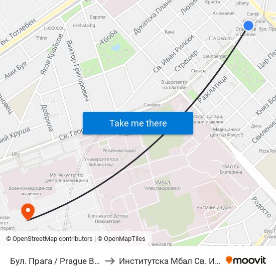 Бул. Прага / Prague Blvd. (0366) to Институтска Мбал Св. Иван Рилски map