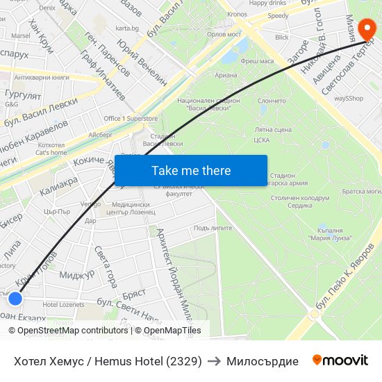 Хотел Хемус / Hemus Hotel (2329) to Милосърдие map