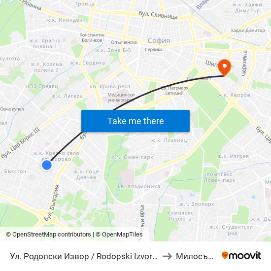 Ул. Родопски Извор / Rodopski Izvor St. (2730) to Милосърдие map