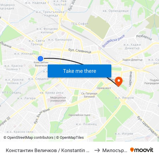 Константин Величков / Konstantin Velichkov to Милосърдие map