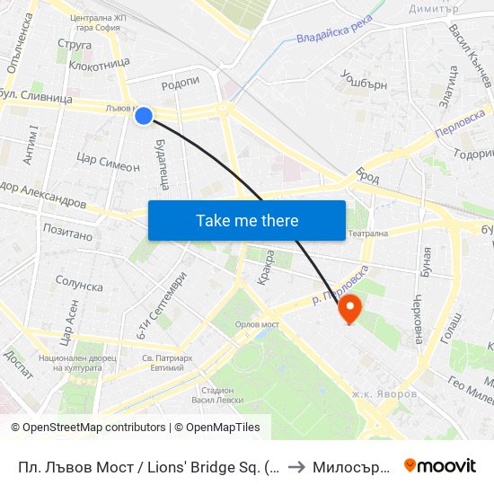 Пл. Лъвов Мост / Lions' Bridge Sq. (1278) to Милосърдие map