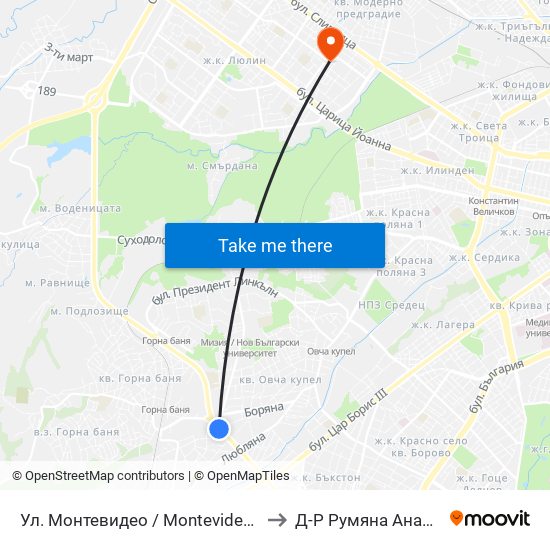 Ул. Монтевидео / Montevideo St. (2050) to Д-Р Румяна Анастасова map