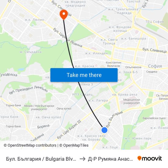 Бул. България / Bulgaria Blvd. (0290) to Д-Р Румяна Анастасова map
