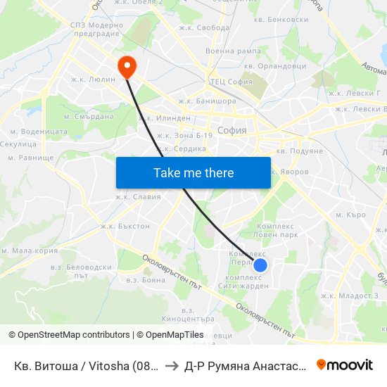 Кв. Витоша / Vitosha (0821) to Д-Р Румяна Анастасова map