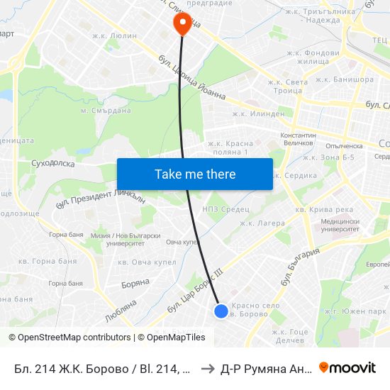 Бл. 214 Ж.К. Борово / Bl. 214, Borovo Qr. (0164) to Д-Р Румяна Анастасова map