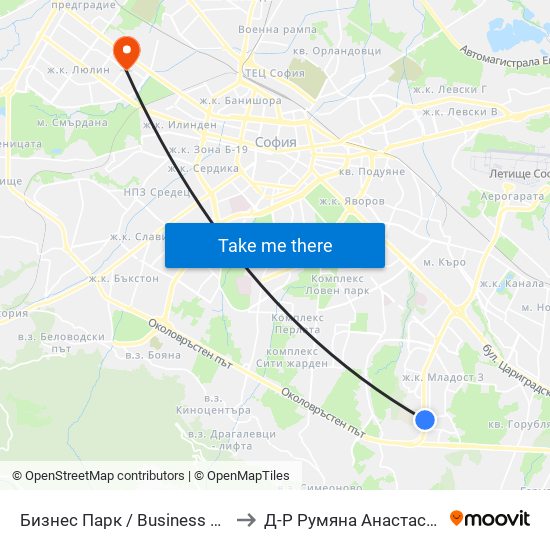 Бизнес Парк / Business Park to Д-Р Румяна Анастасова map