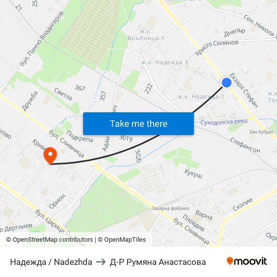 Надежда / Nadezhda to Д-Р Румяна Анастасова map