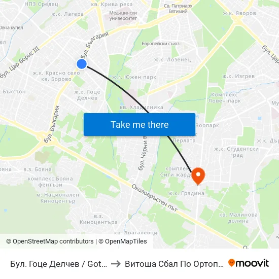 Бул. Гоце Делчев / Gotse Delchev Blvd. (0314) to Витоша Сбал По Ортопедия И Травматология map