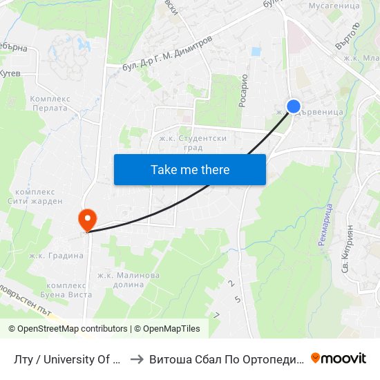 Лту / University Of Forestry (0614) to Витоша Сбал По Ортопедия И Травматология map