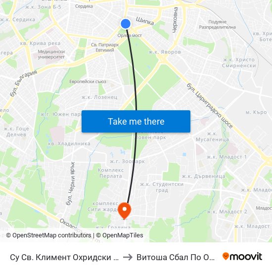 Су Св. Климент Охридски / Sofia University St. Kliment Ohridski to Витоша Сбал По Ортопедия И Травматология map