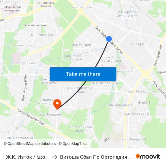 Ж.К. Изток / Iztok Qr (1696) to Витоша Сбал По Ортопедия И Травматология map
