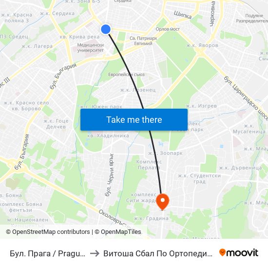 Бул. Прага / Prague Blvd. (0363) to Витоша Сбал По Ортопедия И Травматология map