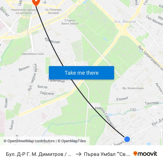 Бул. Д-Р Г. М. Димитров / G. M. Dimitrov Blvd. (0316) to Първа Умбал ""Св. Йоан Кръстител"" map