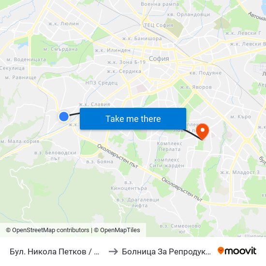 Бул. Никола Петков / Nikola Petkov Blvd. (0347) to Болница За Репродуктивна Медицина София map