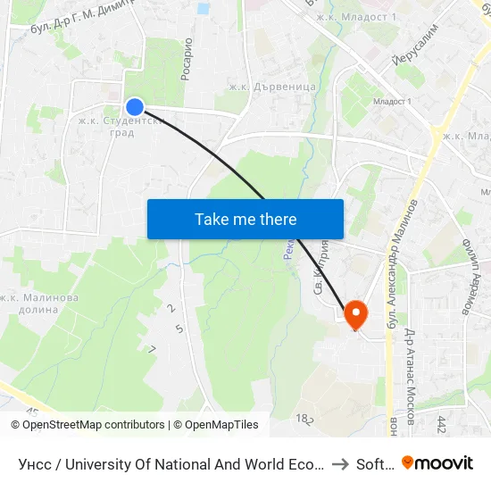 🎓 Унсс / University Of National And World Economy (1692) to Softuni map
