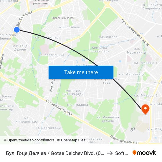 Бул. Гоце Делчев / Gotse Delchev Blvd. (0314) to Softuni map
