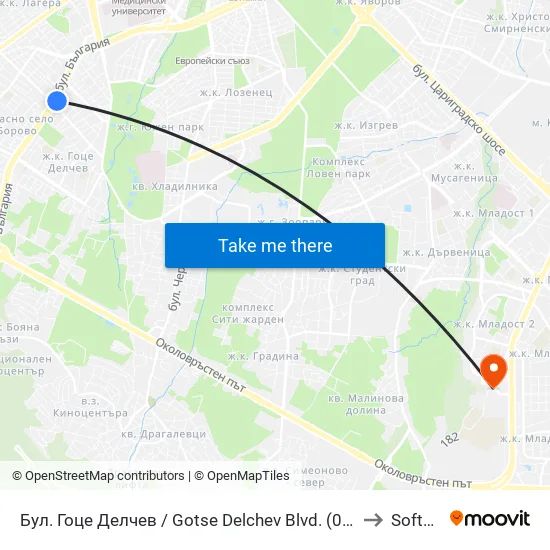 Gotse Delchev Boulevard (0314) to Softuni map