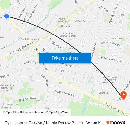 Бул. Никола Петков / Nikola Petkov Blvd. (0350) to Солна Къща map