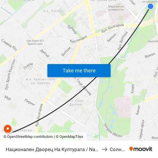 Ⓜ️ Национален Дворец На Културата / National Palace Of Culture (1139) to Солна Къща map