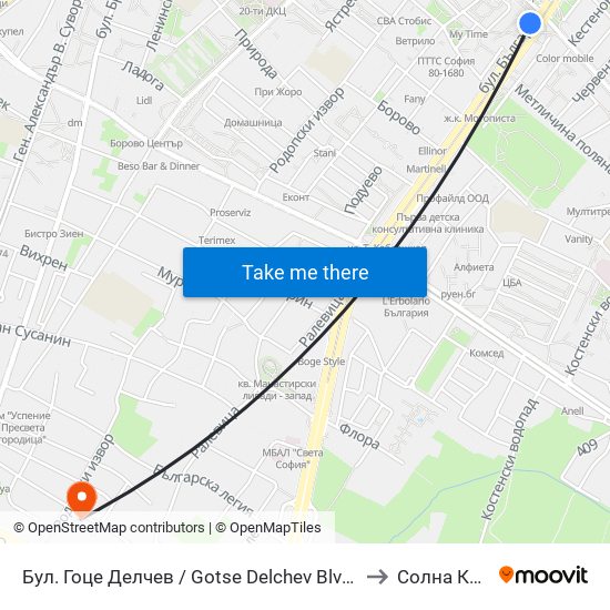 Бул. Гоце Делчев / Gotse Delchev Blvd. (0308) to Солна Къща map