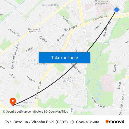 Бул. Витоша / Vitosha Blvd. (0302) to Солна Къща map