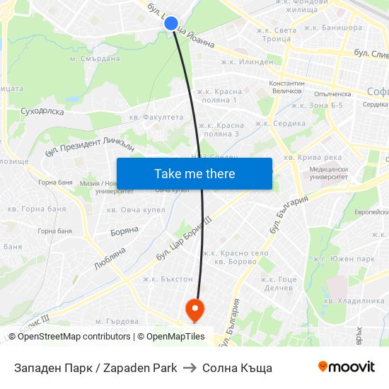 Западен Парк / Zapaden Park to Солна Къща map