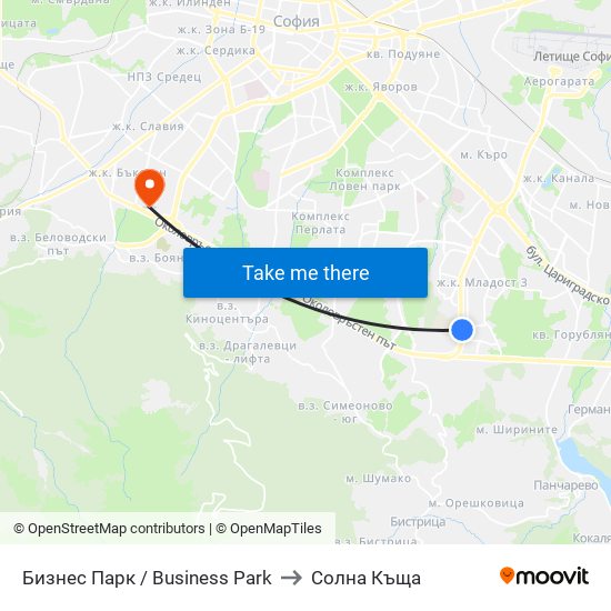 Бизнес Парк / Business Park to Солна Къща map