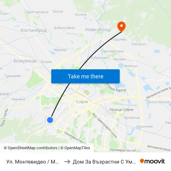 Ул. Монтевидео / Montevideo St. (2050) to Дом За Възрастни С Умствена Изостаналост map